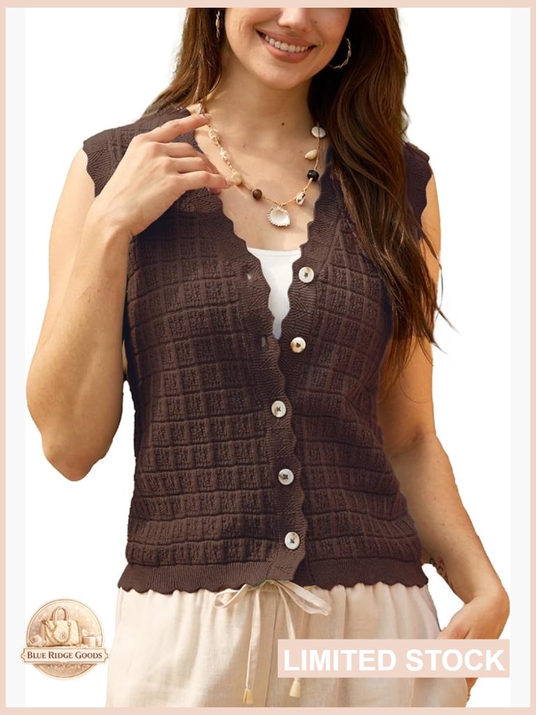 V-Neck Sweater Vest Waffle Knit Sleeveless Top Chic Casual Layering Piece